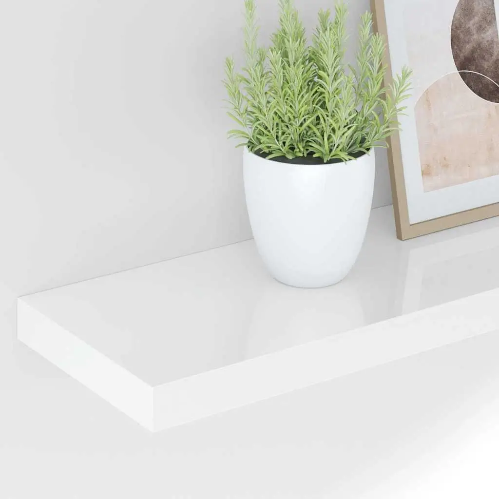 Floating Wall Shelf High Gloss White Display Ledge Organizer 60 x 23.5 x 3.8 cm