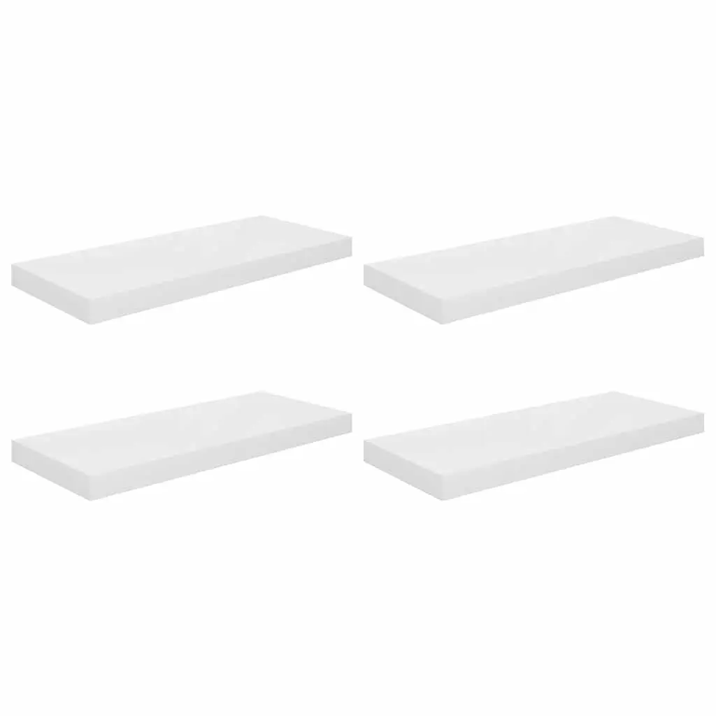 Floating Wall Shelves Invisible Mounting System 60 x 23.5 x 3.8 cm White High Gloss 4 Piece Display Rack Storage Ledge Home Decor