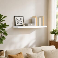 Wall Shelf High Gloss White Floating Display Ledge MDF Home Storage Organiser