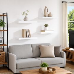 Floating Wall Shelves 4 Piece Set White Display Rack Home Storage Organizer