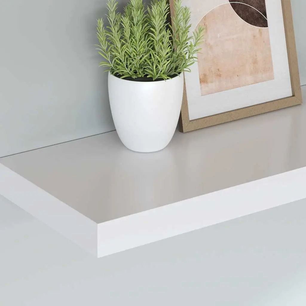 Floating Wall Shelves 4 Piece Set Invisible Mounting System White Display Ledge Storage Home Decor