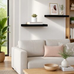 Floating Wall Shelf Black Display Ledge Storage Organizer Home Decor MDF