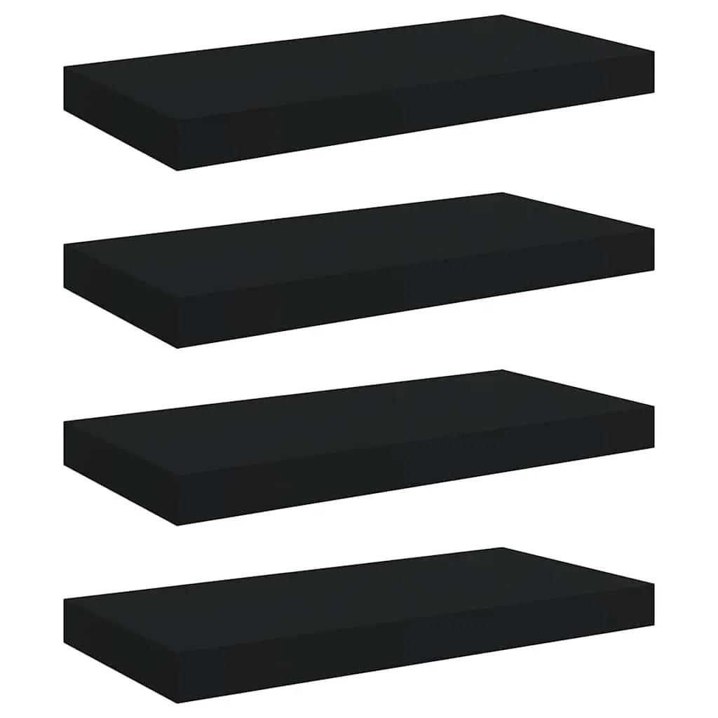 Wall Shelves Set 4 Piece Black Floating Display Shelves Modern Home Storage