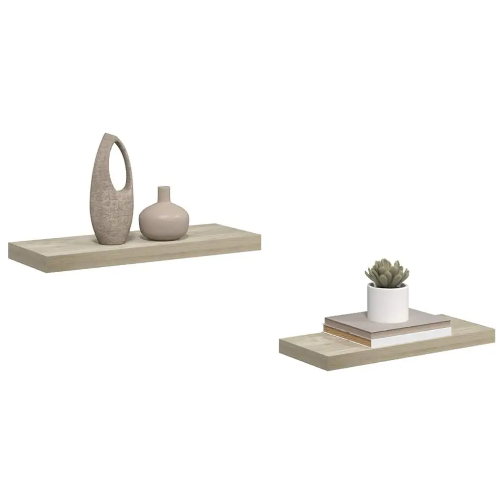 Floating Wall Shelves 2 Pieces Invisible Mounting System Brown 60x23.5cm