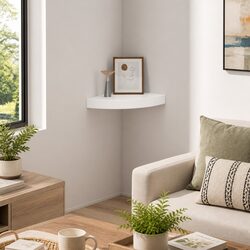 Floating Corner Wall Shelf White High Gloss Display Storage Ledge Home Decor
