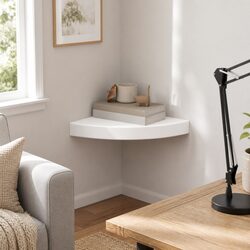 Floating Corner Wall Shelf White Display Storage Shelving Unit Home Decor