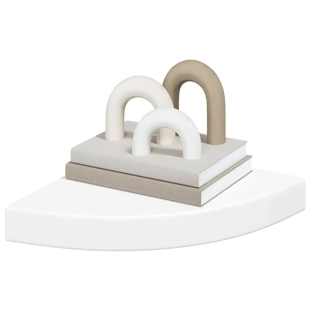 Floating Corner Shelves 4 Pieces White Wall Mount Display Storage