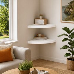 Floating Corner Wall Shelves 2 pcs White 35x35cm Display Storage Organiser