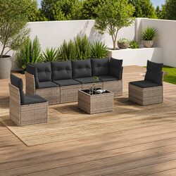 7 Piece Garden Sofa Set with Storage Cushions Grey Outdoor Furniture Patio