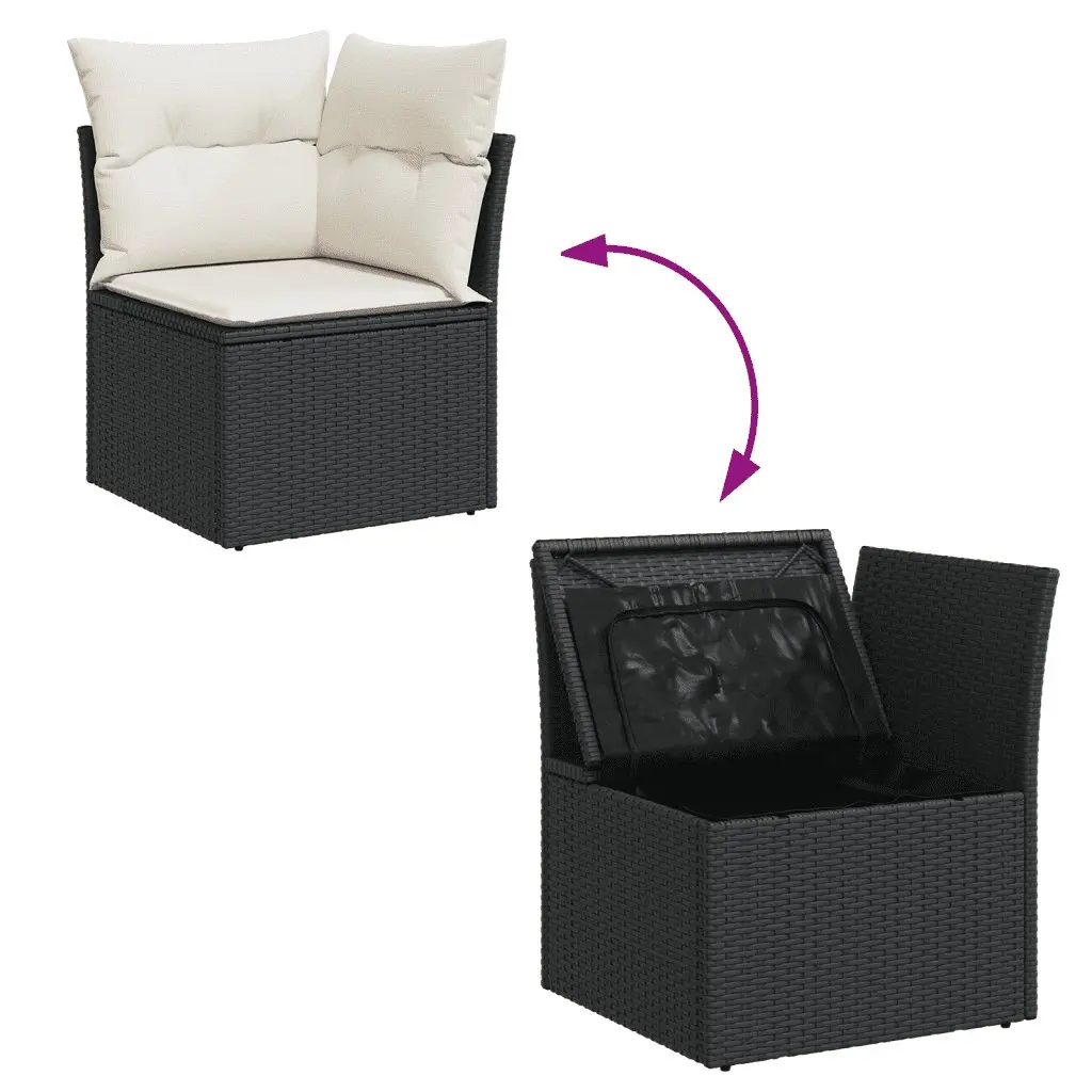 7 Piece Garden Sofa Set Outdoor Furniture Black Poly Rattan Patio Lounge