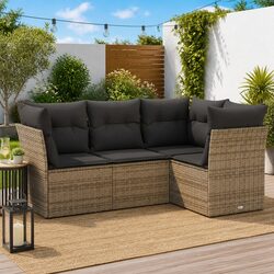 Garden Sofa Set 4 Piece Outdoor Furniture Patio Seating Grey with Storage