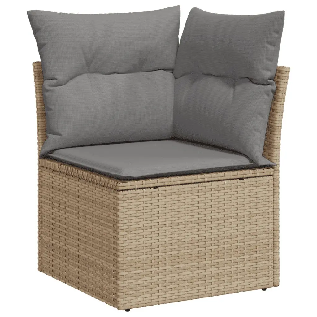 5 Piece Garden Sofa Set Outdoor Patio Furniture Beige Poly Rattan with Cushions