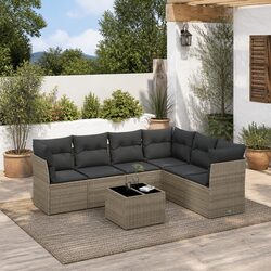 Garden Sofa Set 7 Piece Outdoor Furniture Patio Lounge Grey Poly Rattan Modular