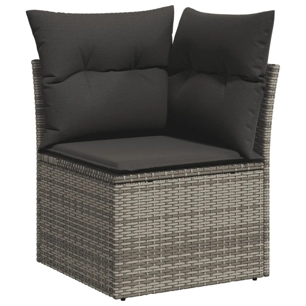 7 Piece Garden Sofa Set with Cushions Grey Poly Rattan Outdoor Furniture