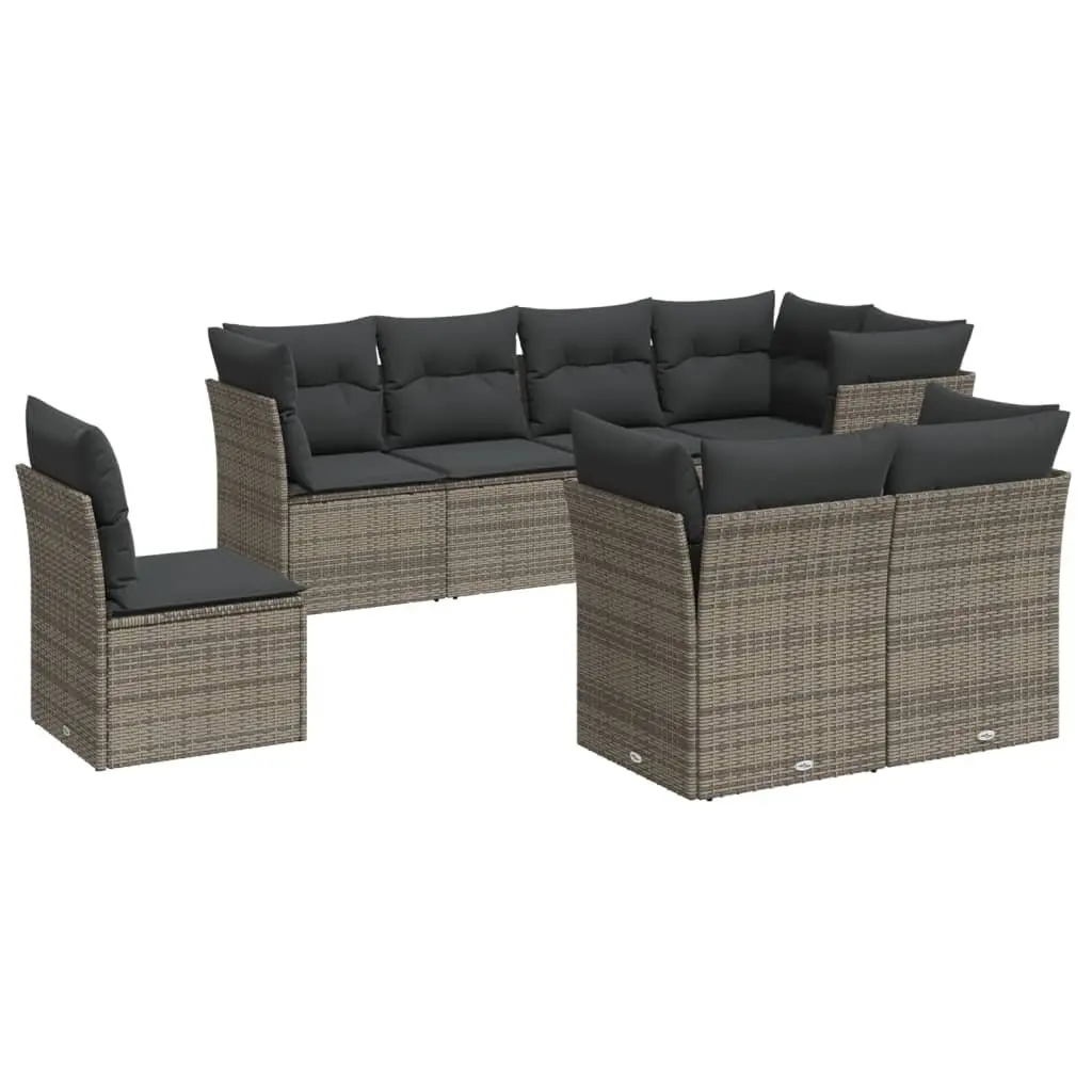 Garden Sofa Set Modular 8 Piece Grey PE Poly Rattan Outdoor Furniture