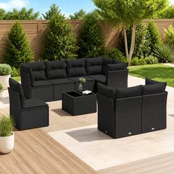 Garden Sofa Set 9 Piece Outdoor Furniture Patio Seating with Storage Black