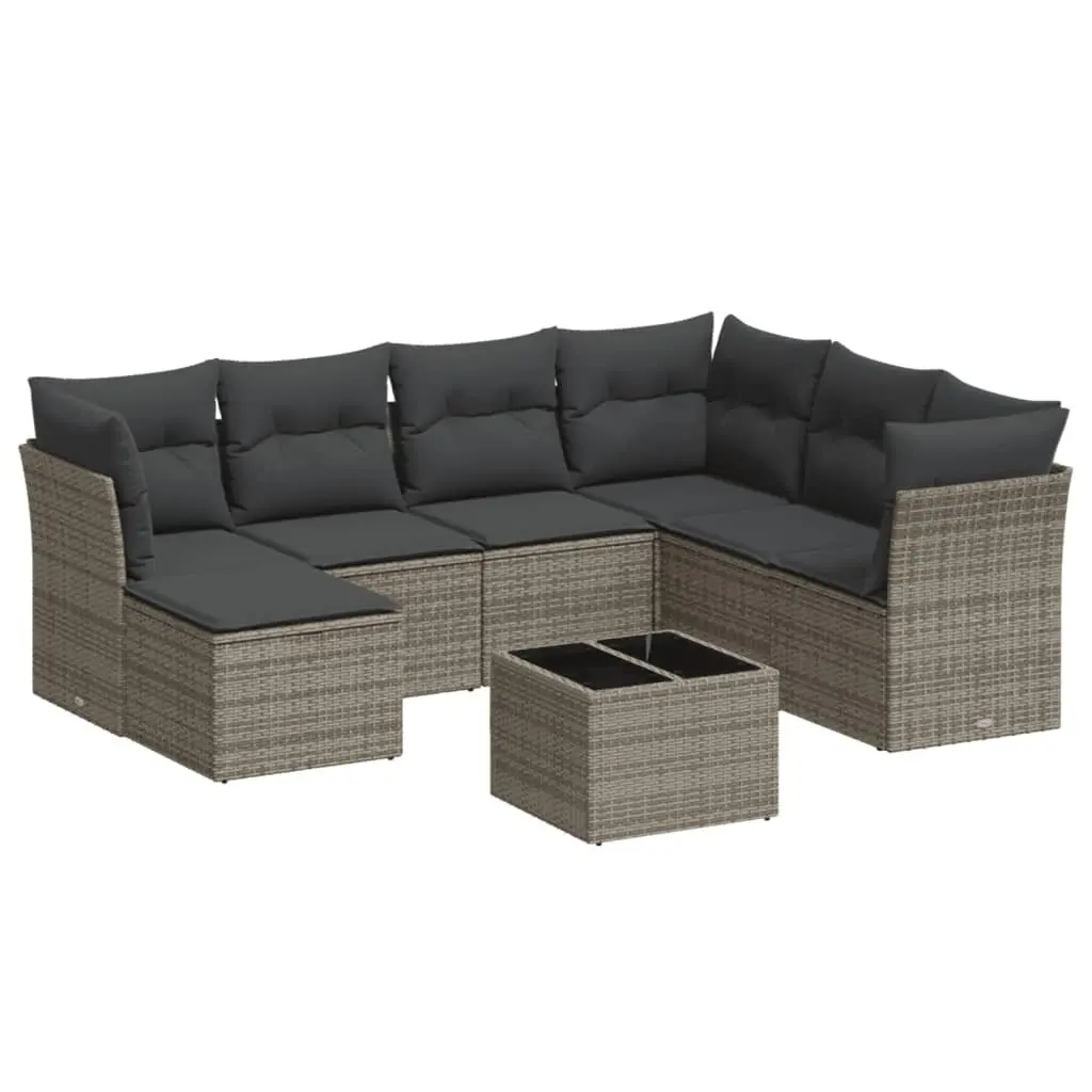 Garden Sofa Set Modular 8 Piece Outdoor Furniture Grey Poly Rattan Patio Seating