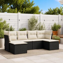 6 Piece Garden Sofa Set Outdoor Patio Furniture with Cushions Storage Black