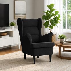 Armchair Black Velvet Upholstered Lounge Chair with Padded Backrest Seat Home