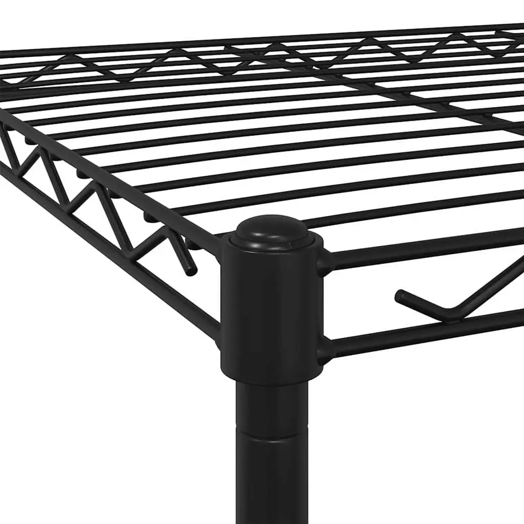 4-Tier Storage Shelf Heavy Duty Iron with Wheels Black 90 x 35 x 142 cm