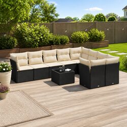 Garden Sofa Set 10 Piece Outdoor Furniture Patio Sectional with Cushions Storage