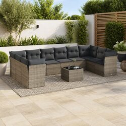Garden Sofa Set 11 Piece Grey Outdoor Furniture Poly Rattan Patio Lounge with