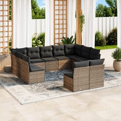 Garden Sofa Set 11 Piece Outdoor Furniture Grey Poly Rattan Modular Patio Lounge
