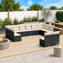 Garden Sofa Set 12 Piece Outdoor Furniture with Cushions Storage Black Modular