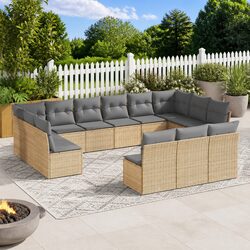 Garden Sofa Set 13 Piece Outdoor Furniture Patio Beige Rattan Modular with