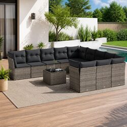 Garden Sofa Set 12 Piece Outdoor Furniture Patio Grey Poly Rattan Modular Lounge