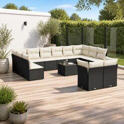 Garden Sofa Set 13 Piece Outdoor Furniture Patio Seating Black Poly Rattan