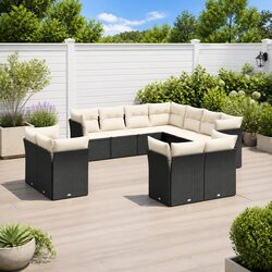 Garden Sofa Set 11 Piece Outdoor Furniture Patio Seating Black with Cushions
