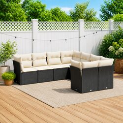 Garden Sofa Set 8 Piece Black Poly Rattan Modular Outdoor Furniture with Storage