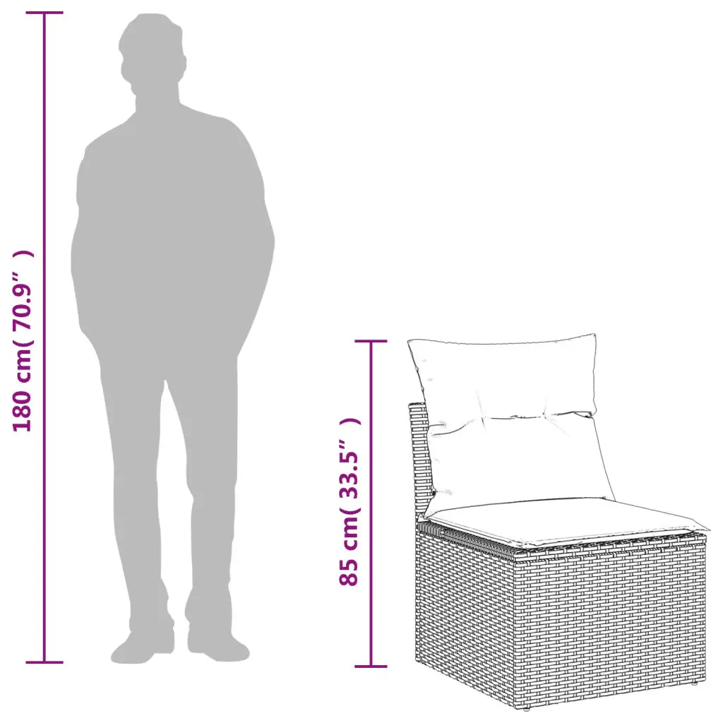 4 Piece Garden Sofa Set with Cushions Grey Outdoor Sectional Rattan Furniture