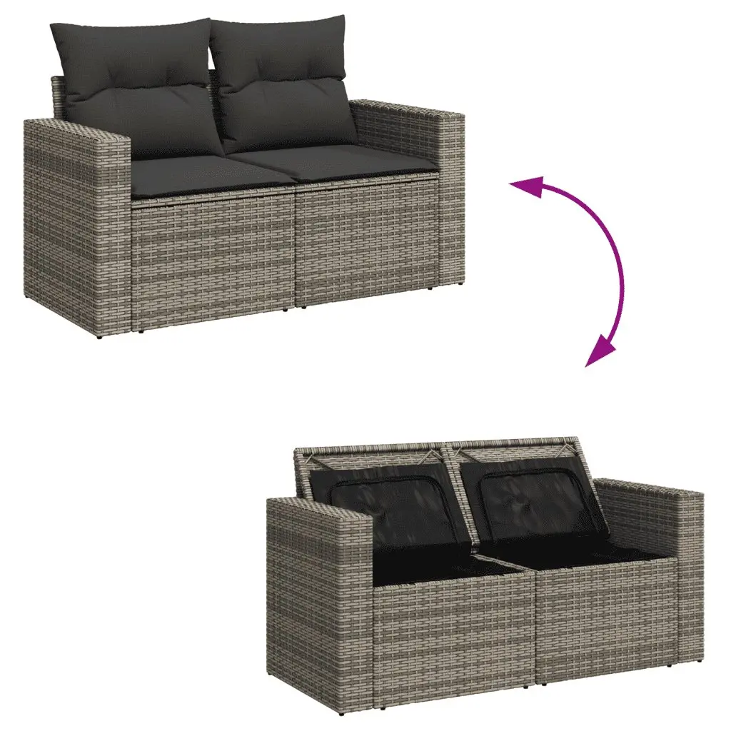 4 Piece Garden Sofa Set Outdoor Sectional Seating Grey Poly Rattan with Cushions