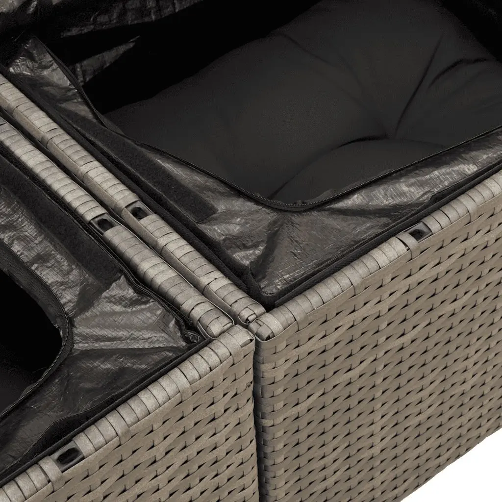4 Piece Garden Sofa Set Outdoor Sectional Seating Grey Poly Rattan with Cushions