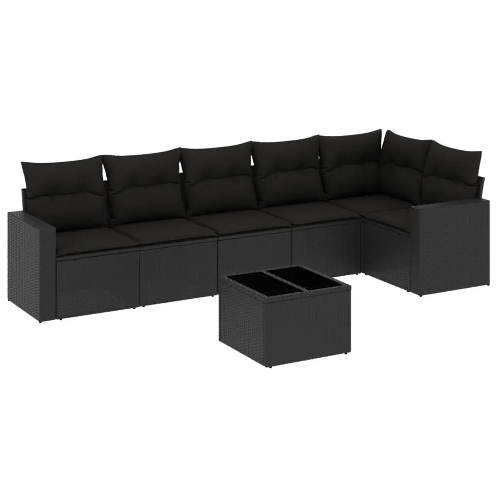 7 Piece Outdoor Sectional Sofa Set Black Garden Furniture Patio Seating with