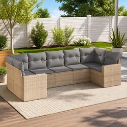 Outdoor Garden Sofa Set 7 Piece Sectional Patio Furniture with Storage Cushions