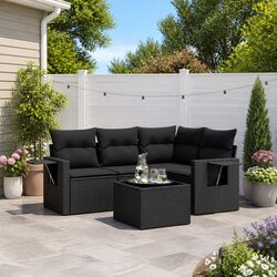 Garden Sofa Set 5 Piece Outdoor Furniture Patio Sectional with Storage Cushions