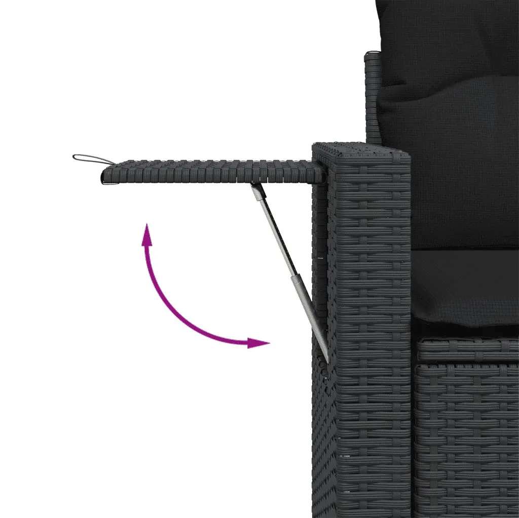 5 Piece Garden Sofa Set Outdoor Patio Furniture Black Poly Rattan with Cushions
