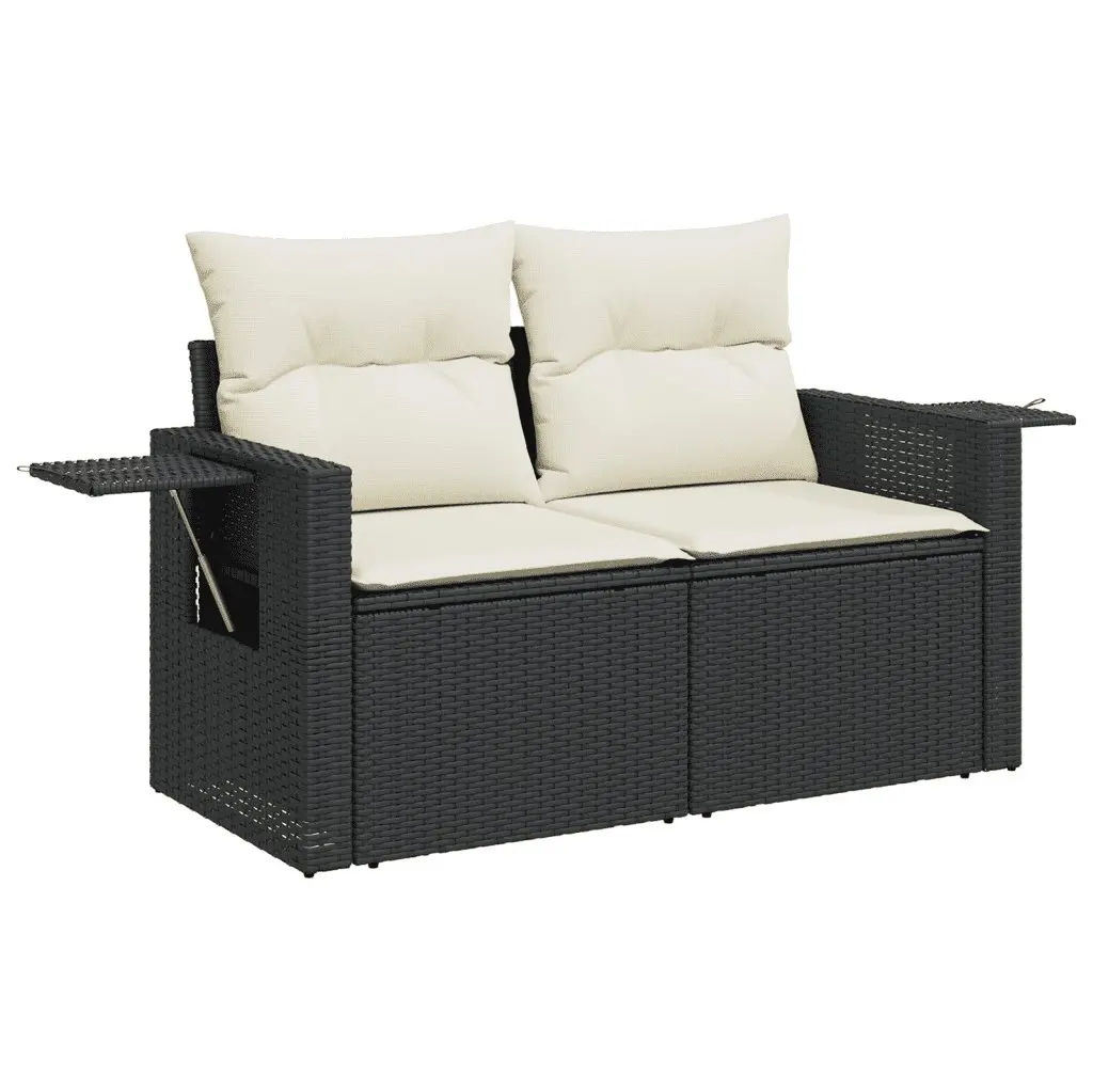 7 Piece Garden Sofa Set Outdoor Furniture Black Poly Rattan Modular Patio Lounge
