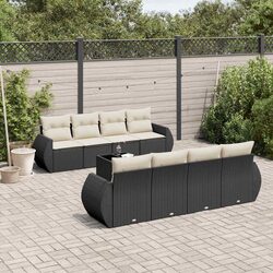 9 Piece Garden Sofa Set with Storage Cushions Black Outdoor Furniture Patio