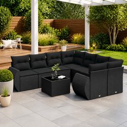 Garden Sofa Set 9 Piece Outdoor Furniture Patio Lounge with Storage Cushions