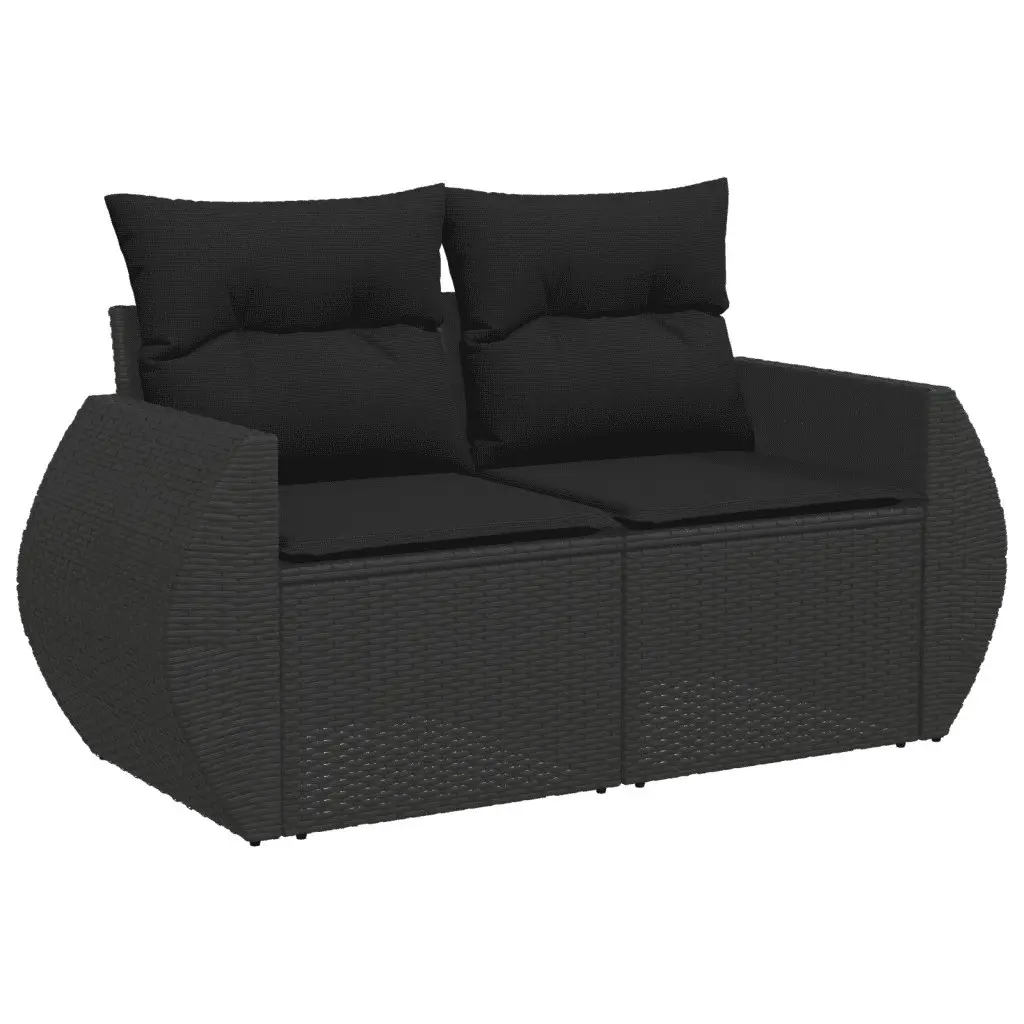 Garden Sofa Set 9 Piece Modular Outdoor Furniture PE Rattan Black with Cushions