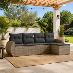Garden Sofa Set 5 Piece Outdoor Furniture Patio Rattan Lounge Sectional with