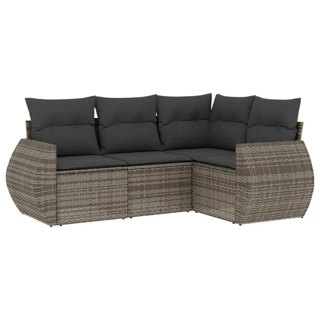 4 Piece Garden Sofa Set with Storage Cushions Grey Outdoor Furniture Patio