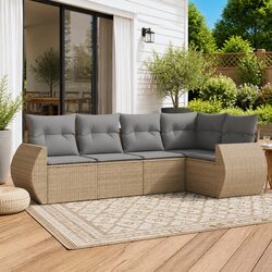 Garden Sofa Set 5 Piece Outdoor Furniture Patio Sectional with Storage Cushions