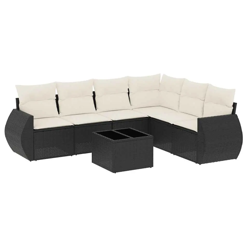 7 Piece Garden Sofa Set Outdoor Patio Furniture with Cushions Storage Black
