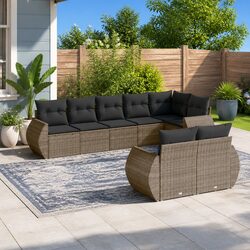 Garden Sofa Set 8 Piece Outdoor Furniture Patio Lounge Grey with Cushions