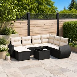 Garden Sofa Set 8 Piece Outdoor Furniture Patio Black Poly Rattan Modular